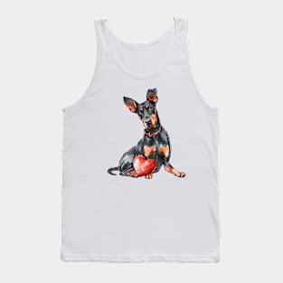 Valentine Doberman Pinscher Holding Heart Tank Top